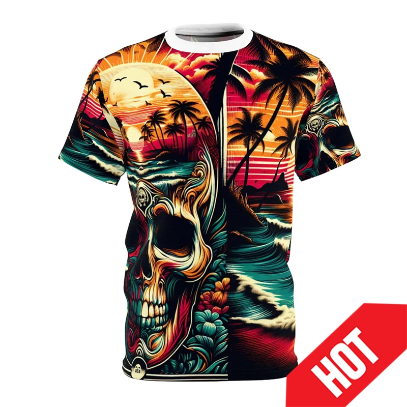 Newest Sugar Skull Pattern T-shirt For Men Casual Short Sleeve Tops Summer 3d Printed Novelty Skeleton Graphic Female T Shirts