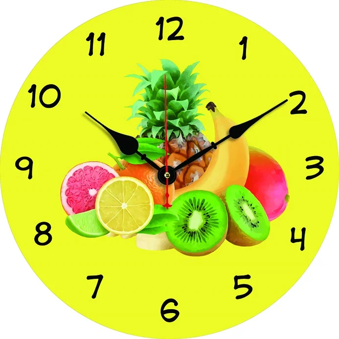 Tropical Fruits Wall Clock Kitchen Decor Wall Art Silent Non Ticking Large Round Wall Clocks For Living Room Bedroom Office