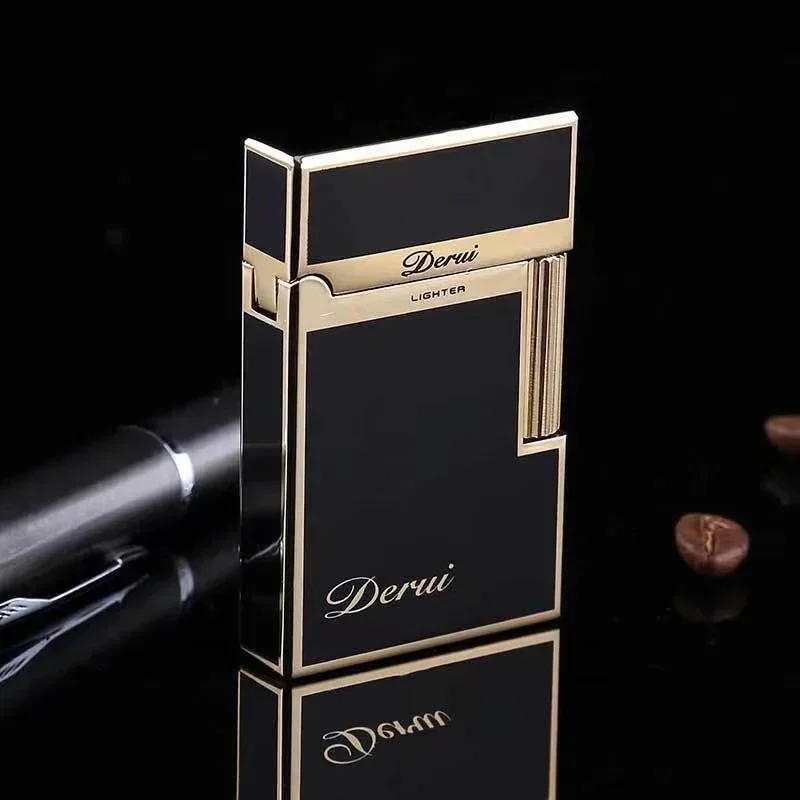 2024 Hot Selling New Derui Lighter Creative Butane Gas Windproof Straight Metal Lighter Men\'s Fun Gift Toy Cigarette Lighter