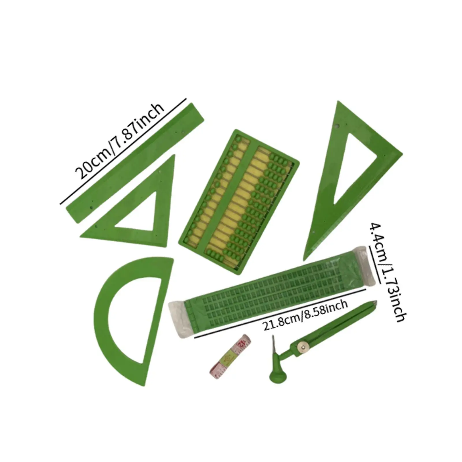 9 Pieces Generic Blind Triangle Ruler Set Sturdy Teaching Supplies Tactile Measuring Tool for Classroom Office School People