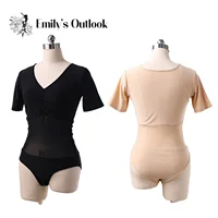 Top de gasa semitransparente para danza del vientre, blusa de manga corta, mono Sexy de malla, práctica de bailarina, ropa básica para adultos, barato, rojo