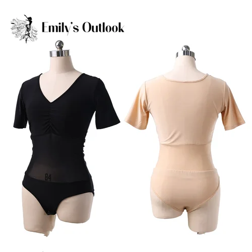 Imagen 1 del producto Top de gasa semitransparente para danza del vientre, blusa de manga corta, mono Sexy de malla, práctica de bailarina, ropa básica para adultos, barato, rojo