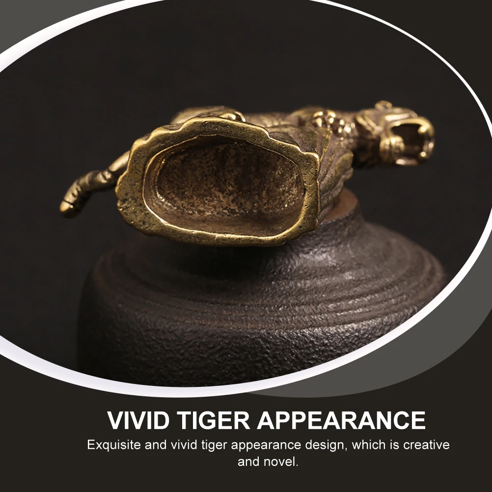 

Exquisite Brass Tiger Adornment Creative Desktop Decor Unique Appearance Stable Design Tiger Adornment Desktop Brass Craft Decor