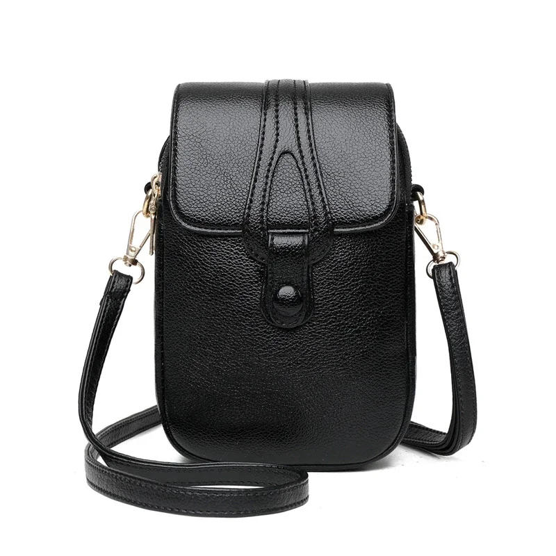 

Simple Design PU Leather Crossbody Shoulder Bags for Women Spring Retro Branded Handbags Purses Ladies Mobile Phone Black Bag
