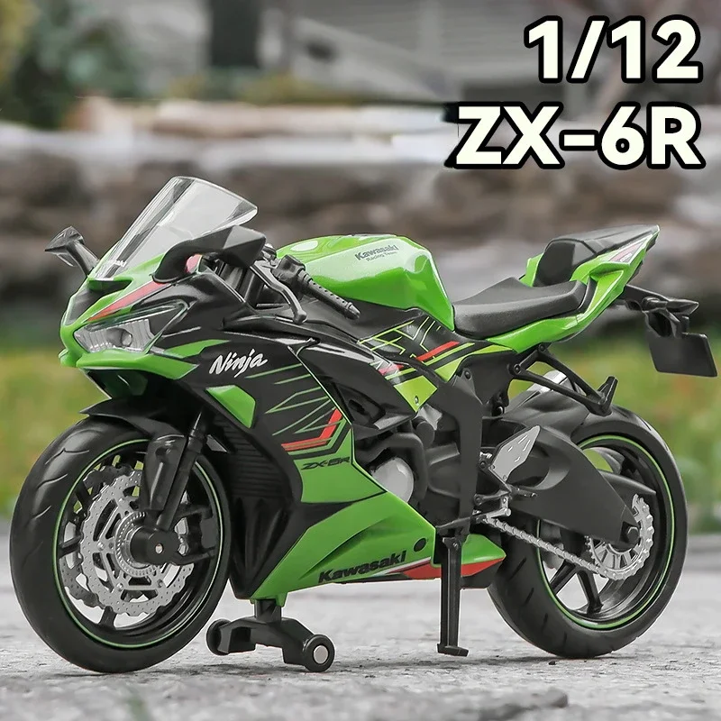 

1:12 Kawasaki Ninja ZX-6R мотоциклетная игрушка, литая модель, супер Спортивная миниатюрная коллекция, подарок для мальчиков, детей, детей M51