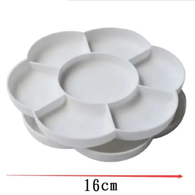 16cm Flower Shaped Plastic Art Palette 7 Well Painting Dish Tray Mixing Palettes For Oil Acrylic Watercolor Gouache Art Supplies