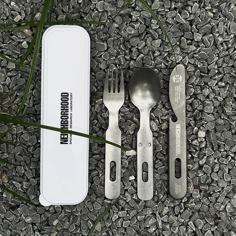 

NBHD Outdoor Three in One Tableware Multifunctional Fruit Knife and Fork Travel Set Portable Meal Spoon Camping