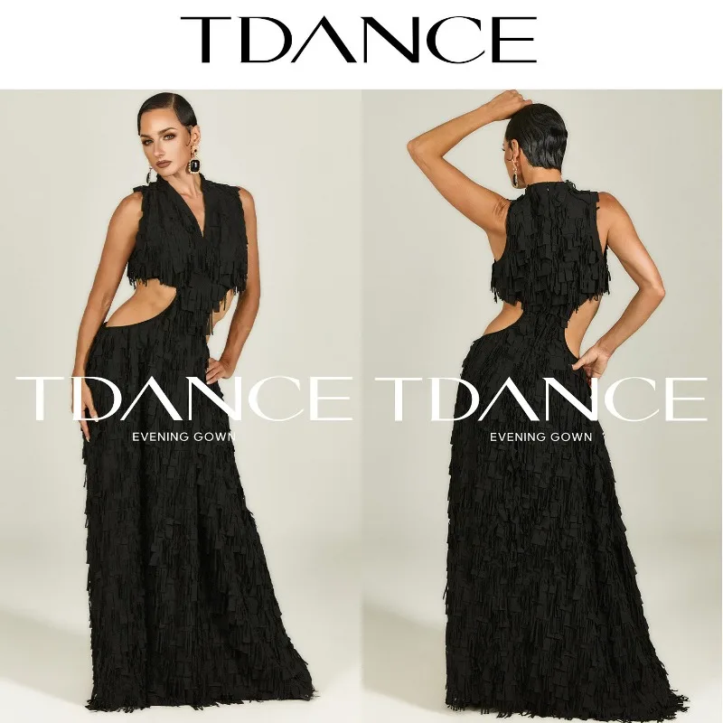 TDANCE Tailored Dress Customized Tassel Strip Dress with High Grade Elegance Balloom Modern Standard Dance Dress EG03
