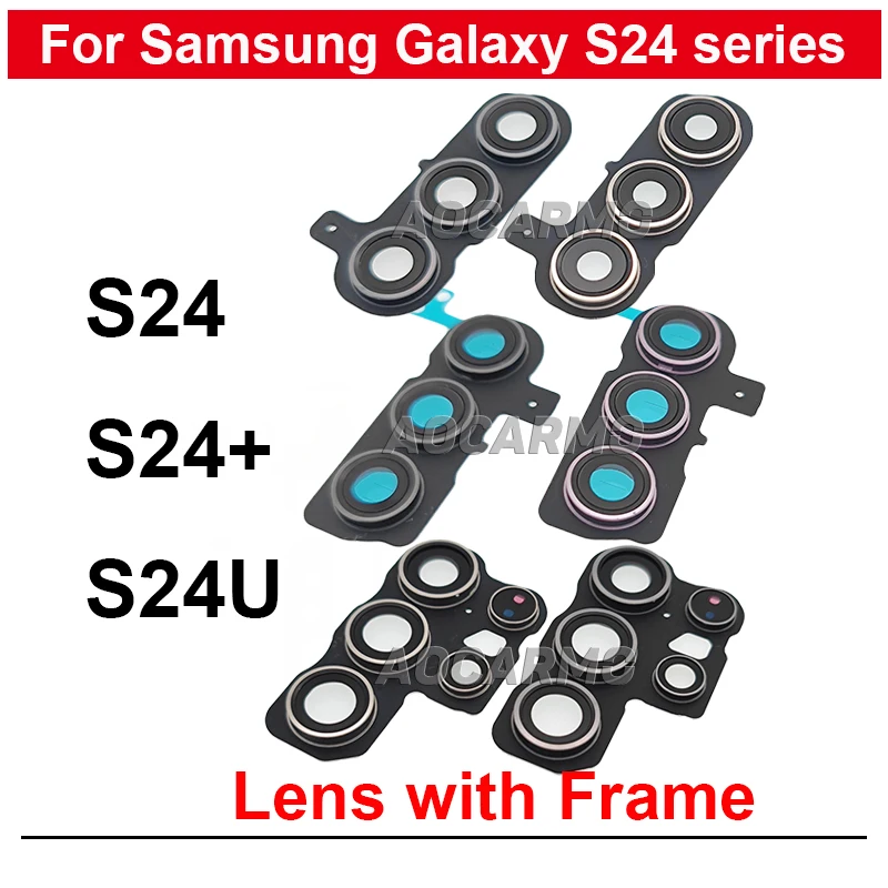 For Samsung Galaxy S24 Plus Ultra S24+ S24U Rear Back Camera Lens With Frame Replacement Parts