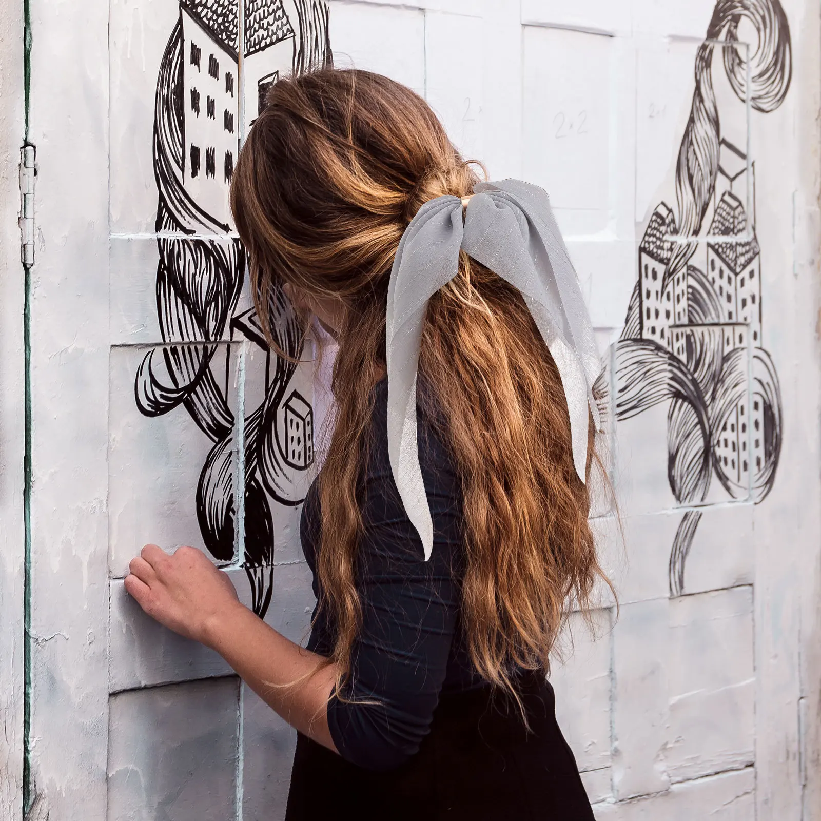 

8pcs Solid Color Cloth Ties Buckle Ponytail Holders Long Hair Ropes Elastic Hair Accessories For Women Girls Daily Party Wear