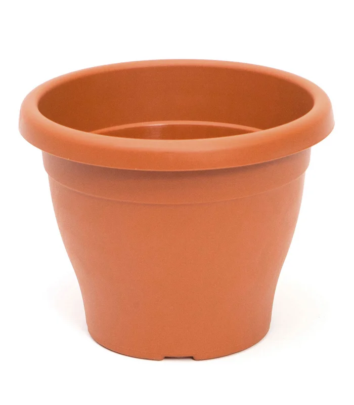 48,5 cm 46 litre round brown plastic pot Mediterranean model for plants and flowers with lower holes reci