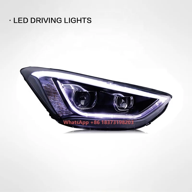 

Подходит для Hyundai New Santa Fe IX45 2013-2016, модификация фары в сборе, светодиодные дневные ходовые огни, бифокальная линза, ксеноновая линза