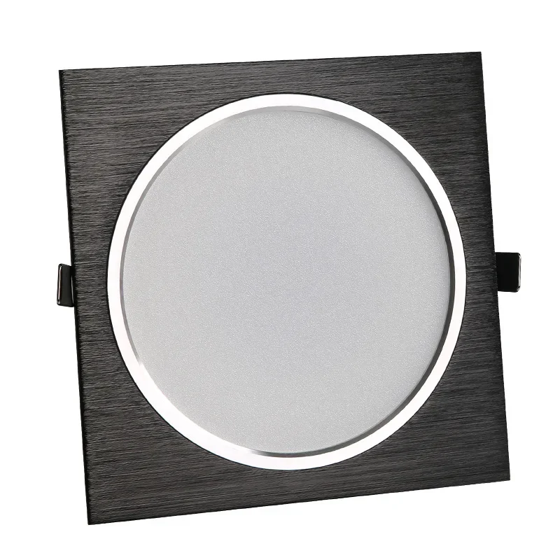 Dimmable LED Square Downlights, Escova Lâmpada do teto de prata, Down Light para cozinha, casa, escritório, iluminação interior, 5W, 10W, AC 85-265V