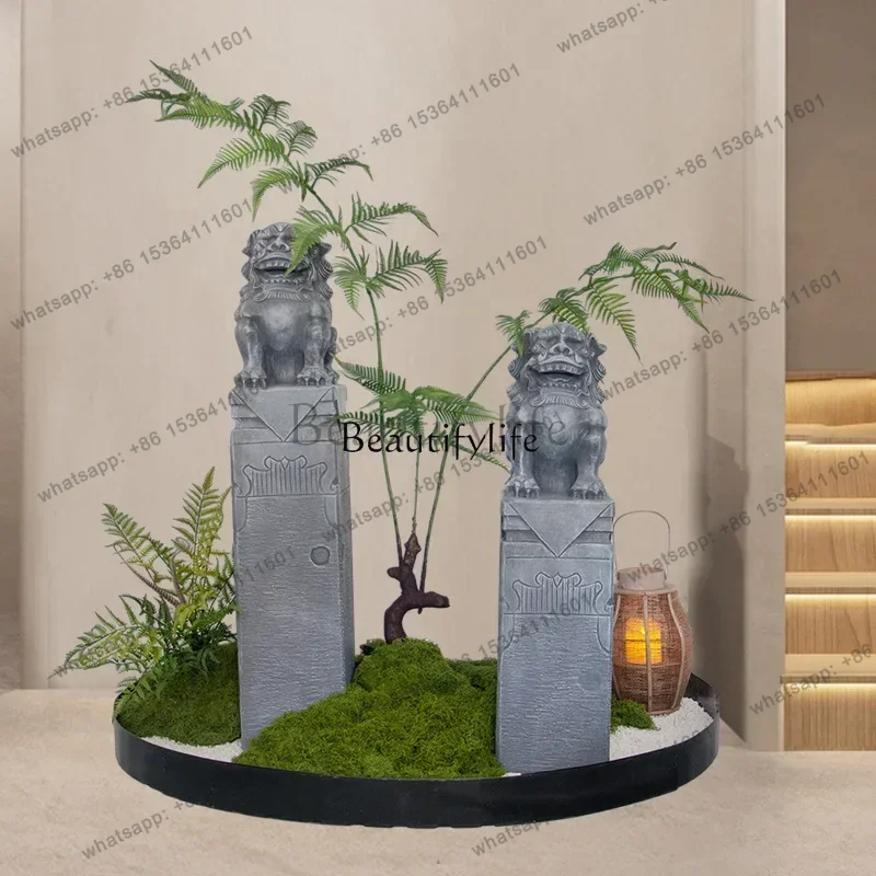 FG43-Simulation bamboo landscaping combination tea room club window rockery simulation green plant ornament decoration