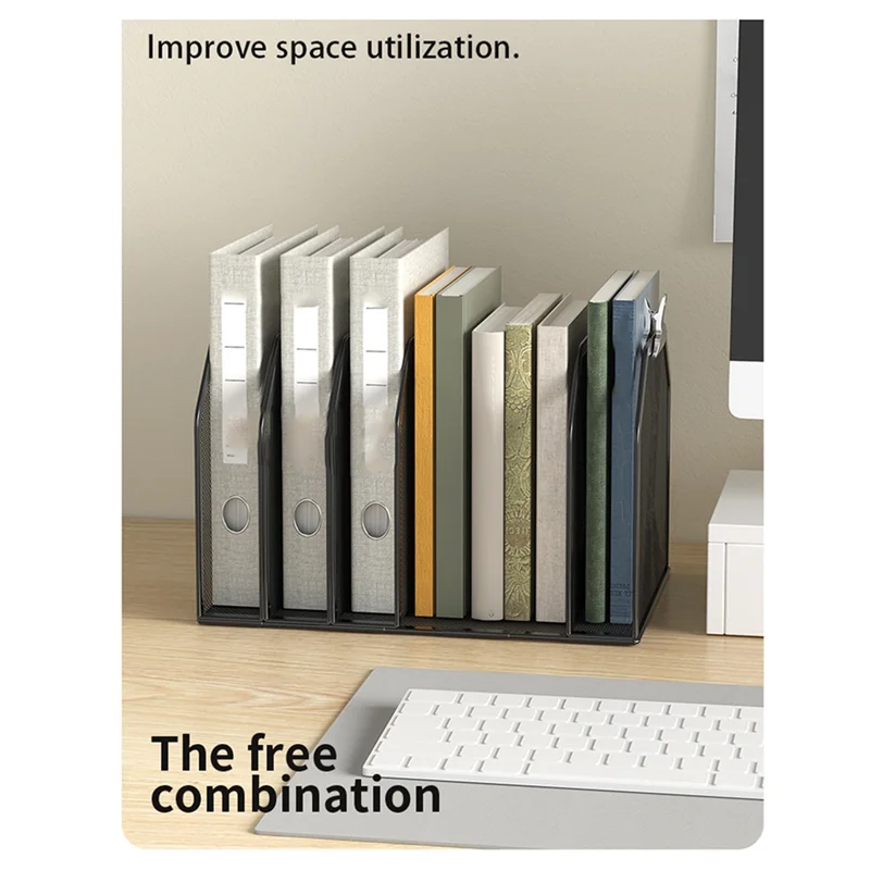 Металлический 7-секционный органайзер для папок с файлами для стола, вертикальный офисный держатель для файлов, сетчатый сортировщик документов, хранение книг, переплет