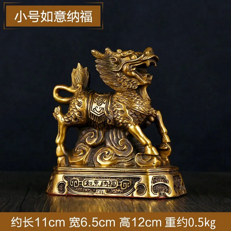 

Kirin Statues Sculptures Animals Figurines Ornaments Copper Craft Feng Shui Home Office Desktop Decoration