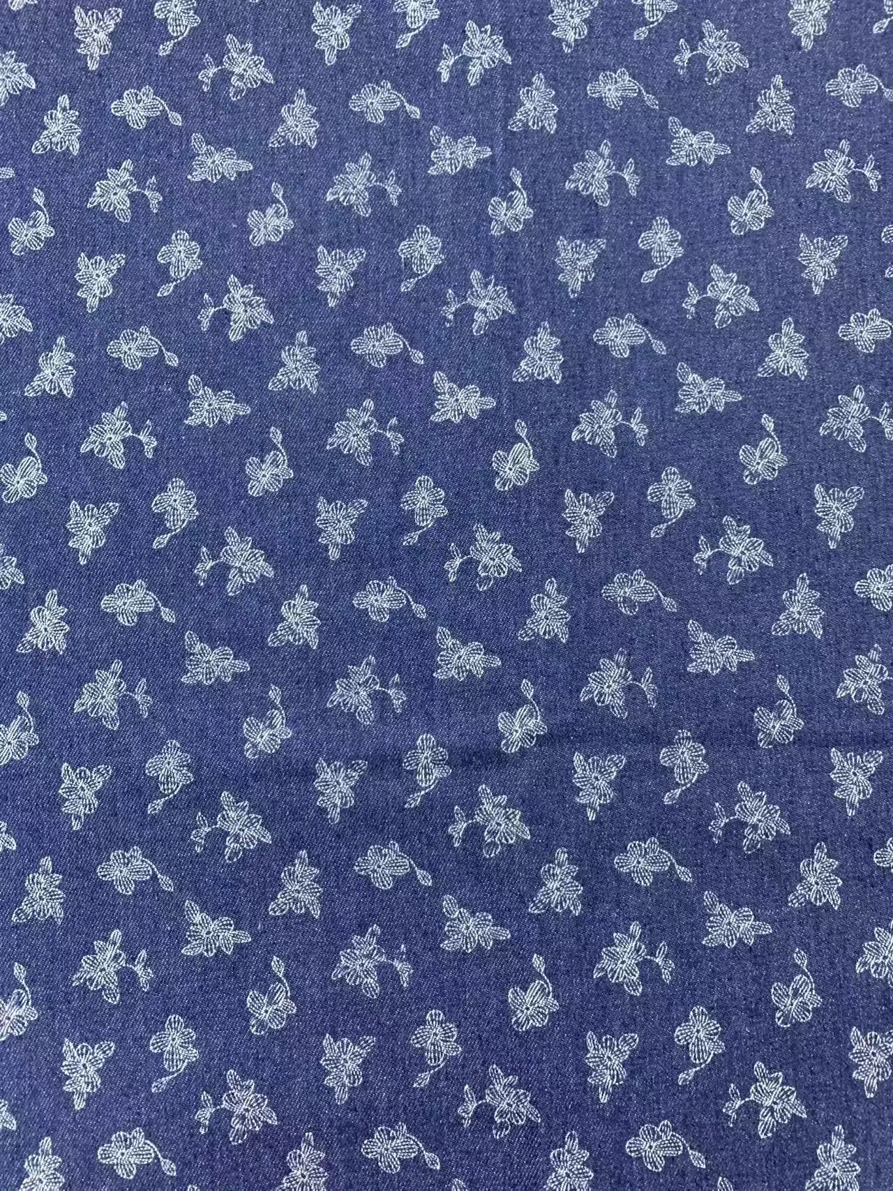 Denim Fabric Thickened Flower Print Jacquard Washed Denim For Sewing Dresses Bags Pants bags hats DIY