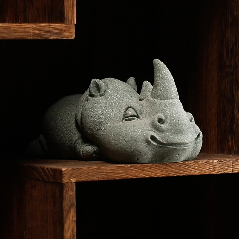 Creative Elephant Crocodile Hippo Tea Pet Tea Play  Green Sandstone Fish Tank Landscape Living Room Tabletop Decoration