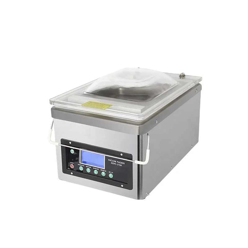 

DQVC-210 Single Chamber Desk Type Industrial Pump PLC Screen For Apparel Food Steak Commodity Chemical Liquid For Bag