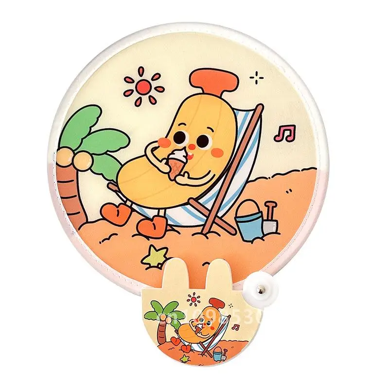

Cartoon Portable Reflector Folding Fan Mini Student Group Fan Small Cloth Fan with Steel Frame Portable Outdoor Decorative Fan