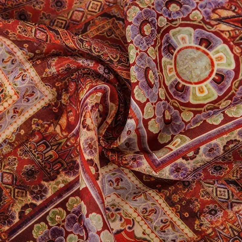 

1 ярд, высококачественная ткань рами для шитья, уникальный материал с цветочным принтом, индивидуальная ручная работа, сделай сам, для платьев, одежды, ткань