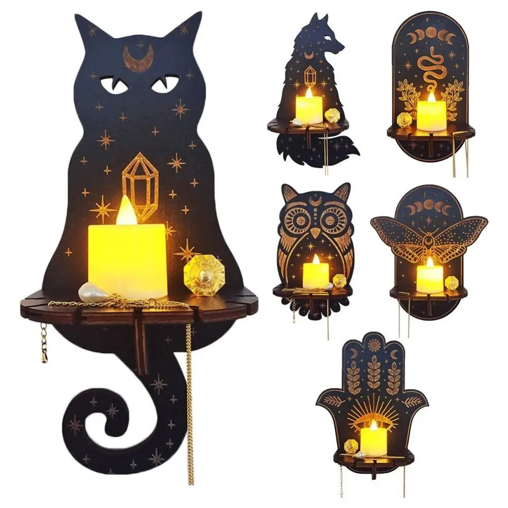 Handicraft Wooden Carving Candle Holder Smooth Animal Crystal Display Stand Wear-resistant Strong Crystal Decorative Shelf