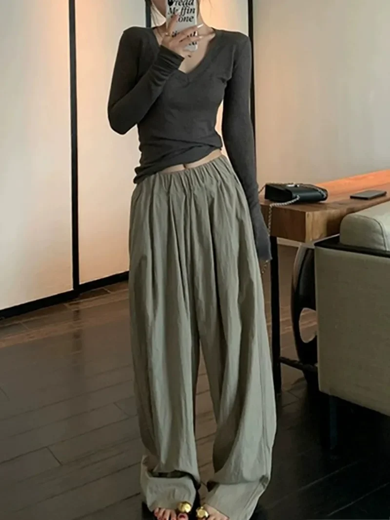2026 Frühling Sommer Gestricktes Langarm-Damen-T-Shirt Hot Girl Sexy V-Ausschnitt Dehnbares Figur-Betonendes Slim-Fit-Oberteil Basic Inner Top – Detail 3