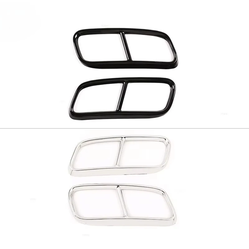 Glossy Black/Chrome Tail Muffler Exhaust Pipe Output Cover For Audi Q7 2016 2017 2018 Car Stainless Steel Car Accessories Trim