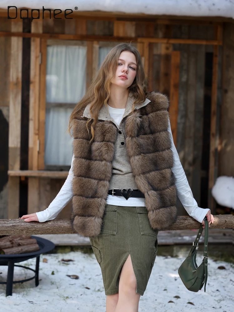 

Eco-Friendly Fur Vest Short High-End Socialite Mink Faux Fur Vests Outerwear Warm Thickened High End Winter Coat Women