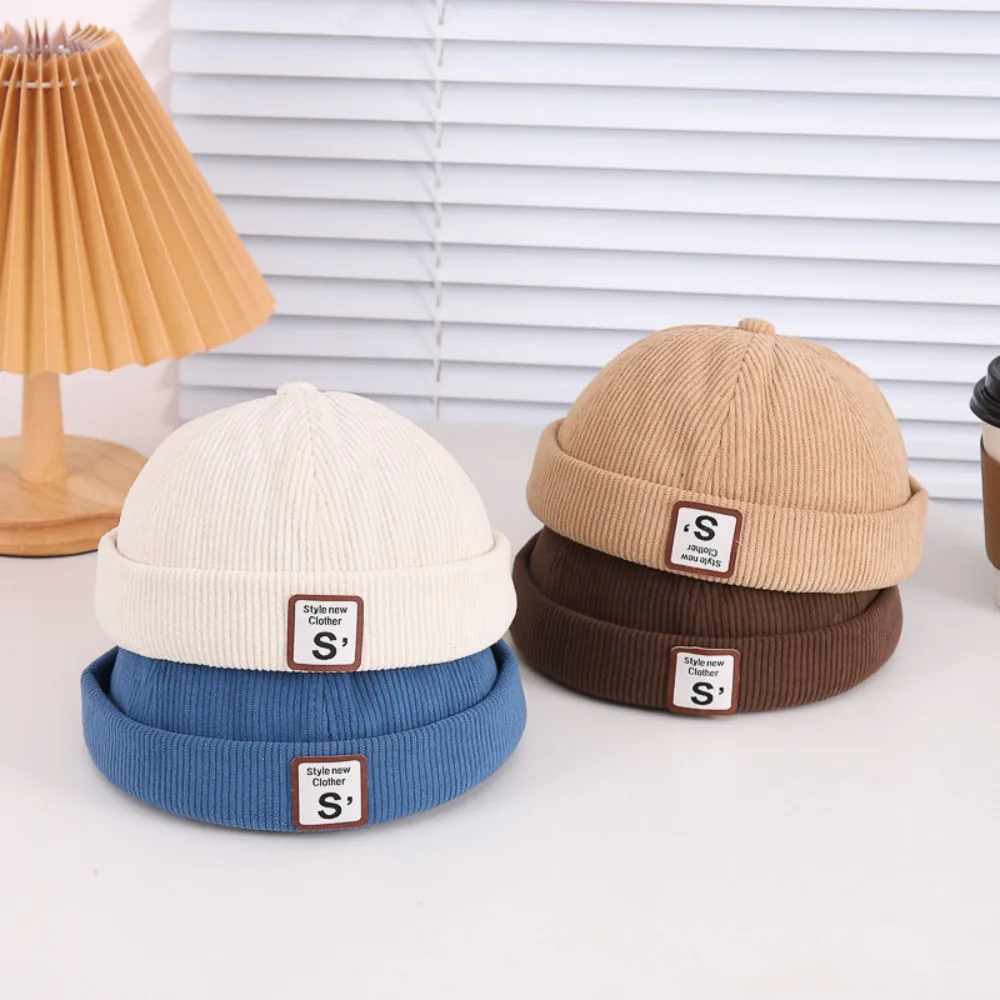 أزياء سروال قصير الطفل قبعة خمر بلون Brimless قبعة إلكتروني مطرزة قابل للتعديل قبعة دافئة في الهواء الطلق #2