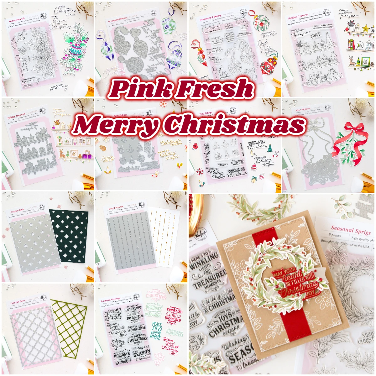 Tap Die Set - Merry Christmas Seasonal Sprigs Metal Cutting