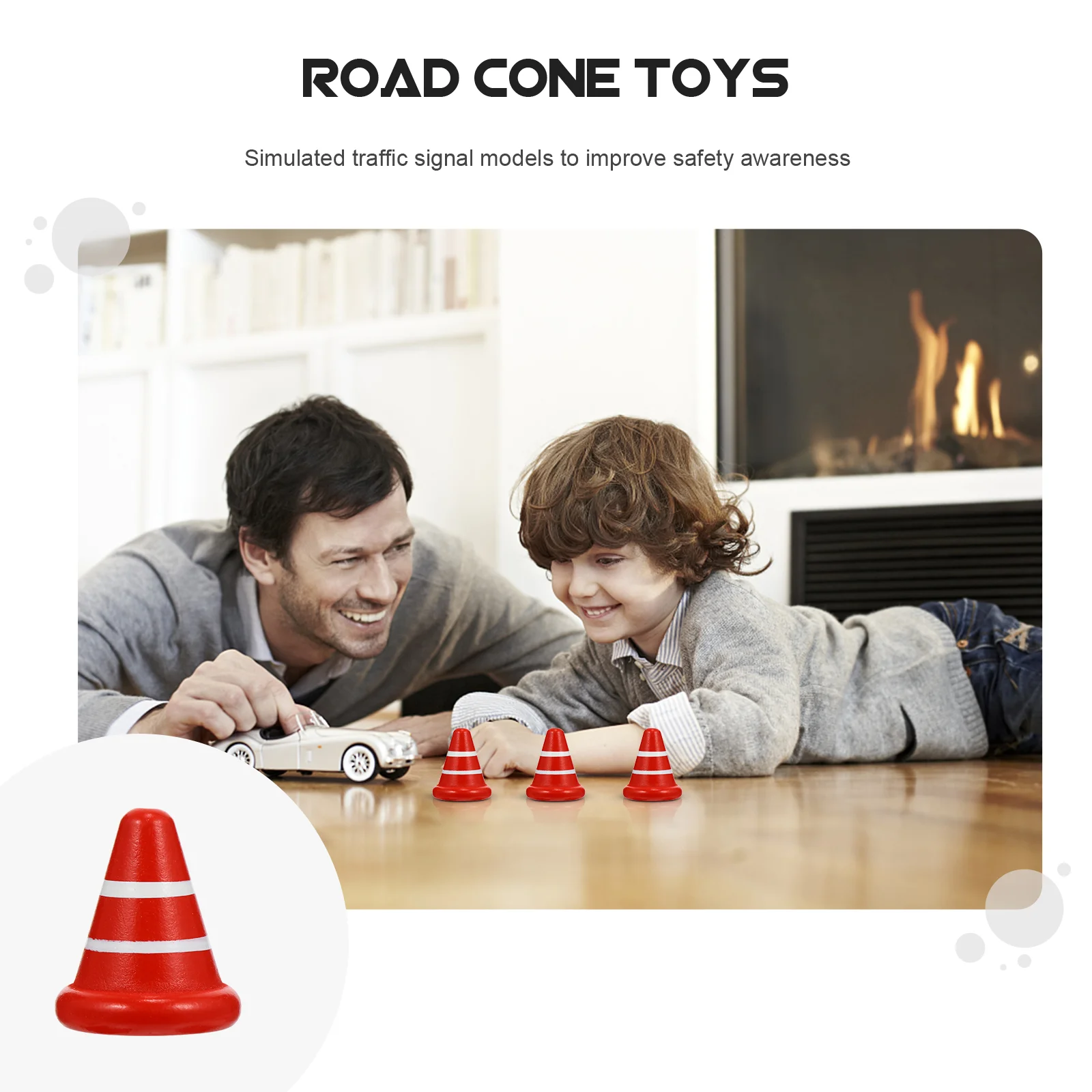 Kids Playsets Wooden Road Cone Toy Safety Cones Traffic Roadblock Sports Toys Red Child Children's