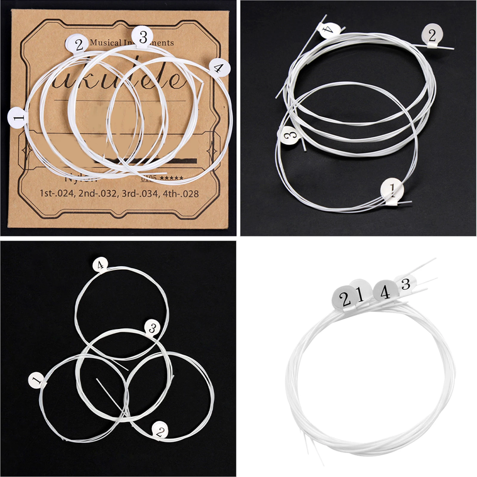 

4 Pcs Ukulele Strings 21 23 26 Inch Nylon Music Wire Replacement Durable Wear Resistant Sweet Tone Ukulele Accessories