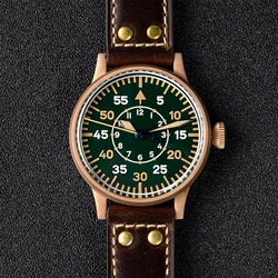 Hruodland 2023 New Solid Bronze Pilot Men Watches PT5000 SW200 Sapphire 100M Waterproof Green Automatic Mechanical Wristwatches