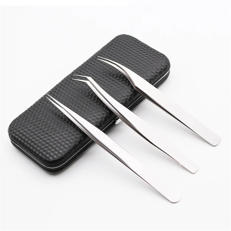 Lashes Tweezers 3PCS Stainless Steel Tweezers Eyelash Extensions Eyebrow Hair Removal Tweezers Lash Tweezers Precision Tweezers