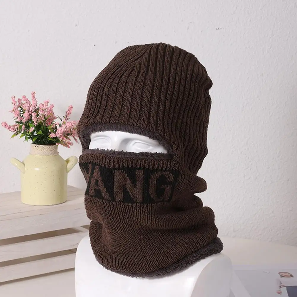 Velvet Winter Hat Windproof Men's Winter Cycling Hat with Integrated Scarf for Full in Cold Weather Thick for Outdoor