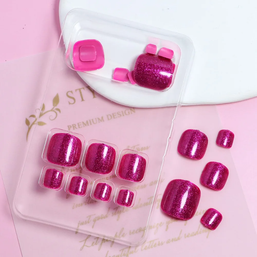 

Wearable Manicure Fake Toenails Faux Fingernails Square Head Foot Nail Tips Full Cover Short Length Press on Nails Women