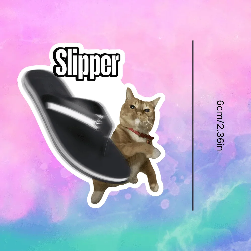 Slipper Cat Meme Waterproof Vinyl Sticker Funny Quirky Decal for Car Bumper Window Motorcycle Helmet Laptop Water Bottle Decor