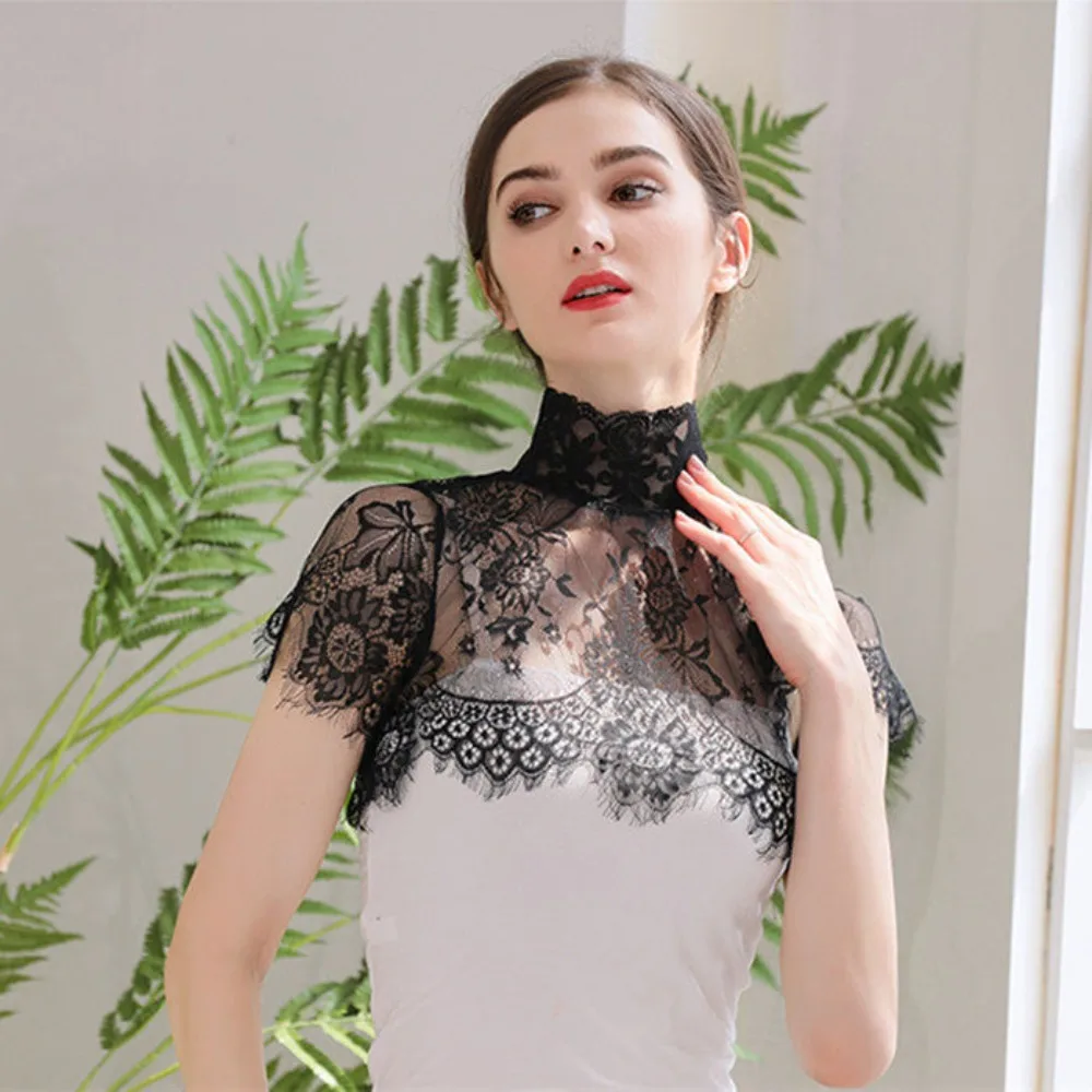 Polyester Yarn Lace False Collar Detachable Clothing Accessories Detachable Fake Collar Scarf Shawl Decoration