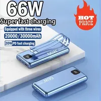 Power Bank 30000mAh 66W Fast Charging for Huawei P40 Powerbank with Cable Portable External Battery Charger for iPhone 13 Xiaomi