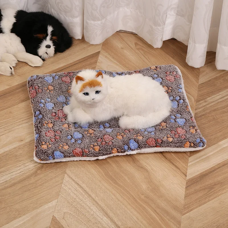 58x39cm Double-sided Pet Mat Mats Short Plush Pet Sleeping Bed for Cats Small Dogs Cute Pet Pad Blanket Warm Kitten Cushion