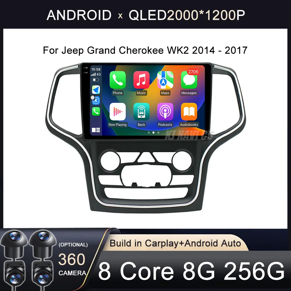 

Для Jeep Grand Cherokee WK2 2014 - 2017 Android 13 Беспроводная Автомобильная Автомагнитола Стерео GPS мультимедийный плеер Навигация радио