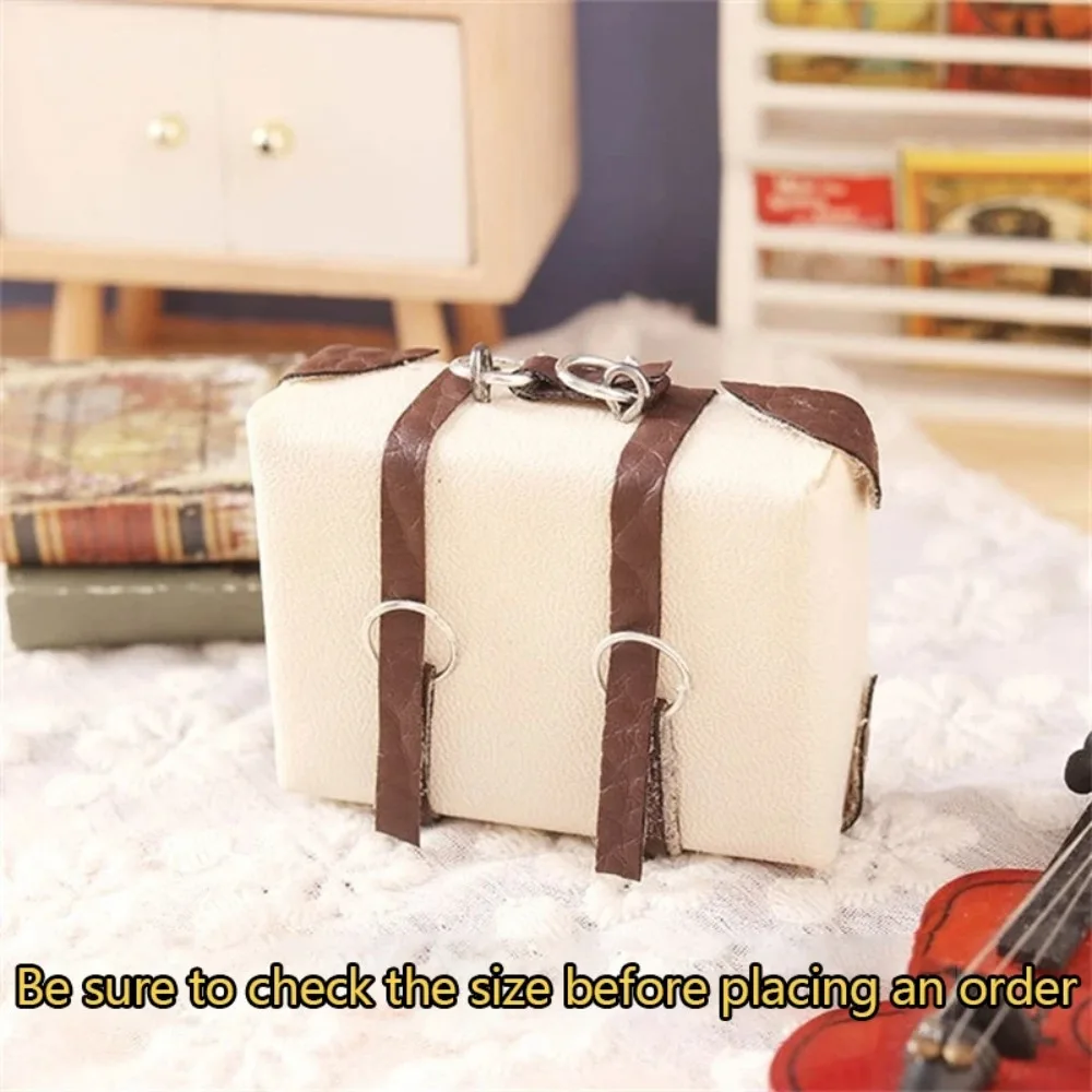 

Dollhouse Furniture Leather Luggage Suitcase Model Leather Dollhouse Mini Suitcase Portable Miniature House Storage Box