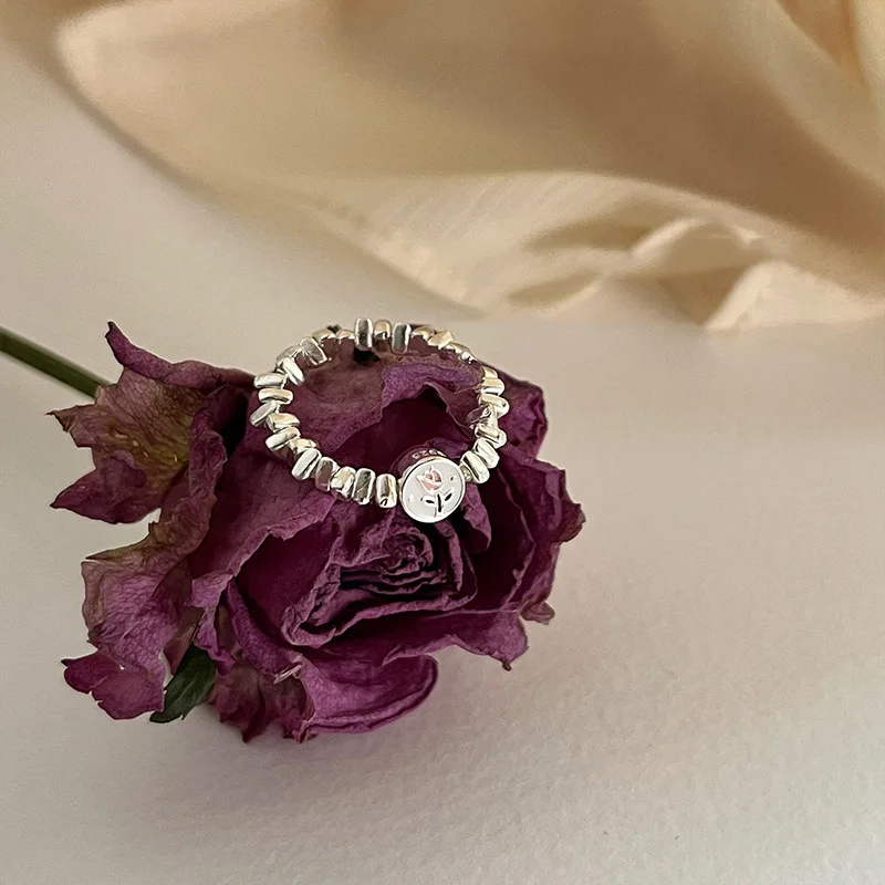 Bagues tulipes minimalistes en argent regardé 925 pour femmes, mode créative, géométrique irrégulière, cadeaux de bijoux de fête d'anniversaire