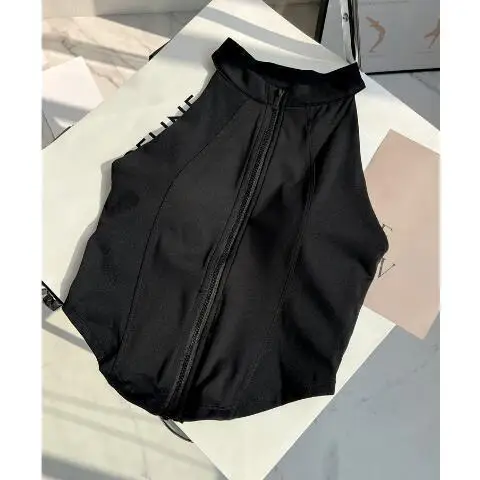 Women's Sportswear Innerwear with Chest Pad Front Zipper Slim Fit Yoga Bra Top Fitn Running Training Vest