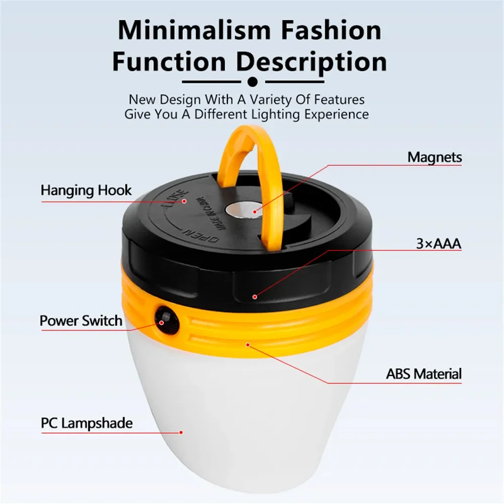 Portable 5 LED Camping Lantern Outdoor Emergency Light with Hook Waterproof Camping Equipment Bulb Tent Lamp