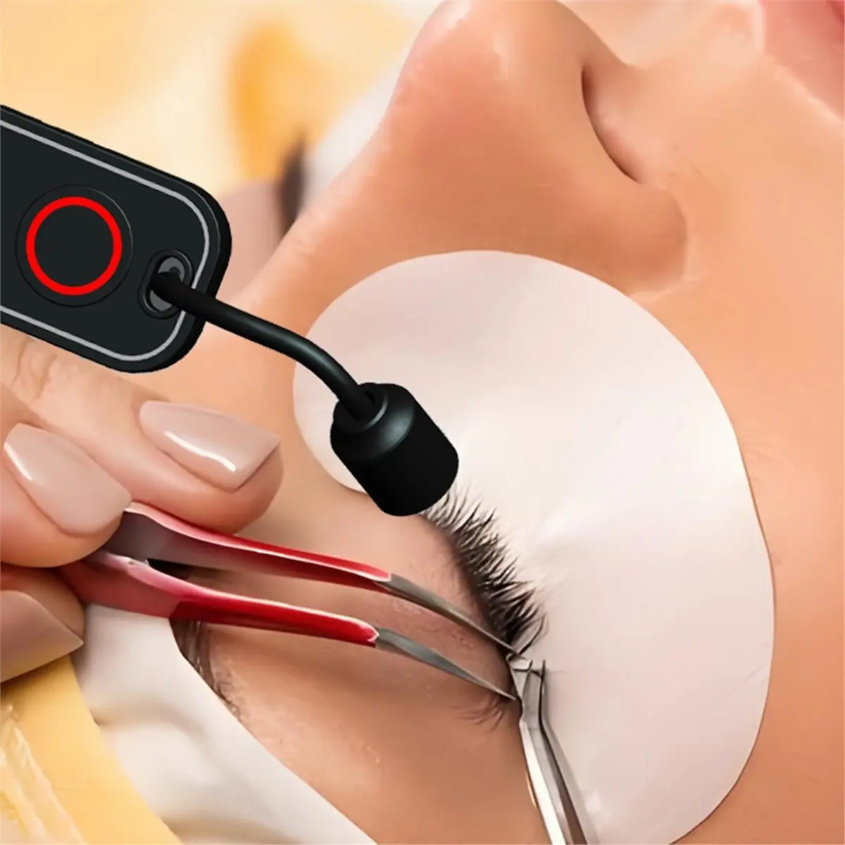 [NEW] 1W LED Eyelash Tweezers with UV Light, Touch Switch Lash Extension Lamp, Fast Curing Glue for Eyelash Extensions US Plug