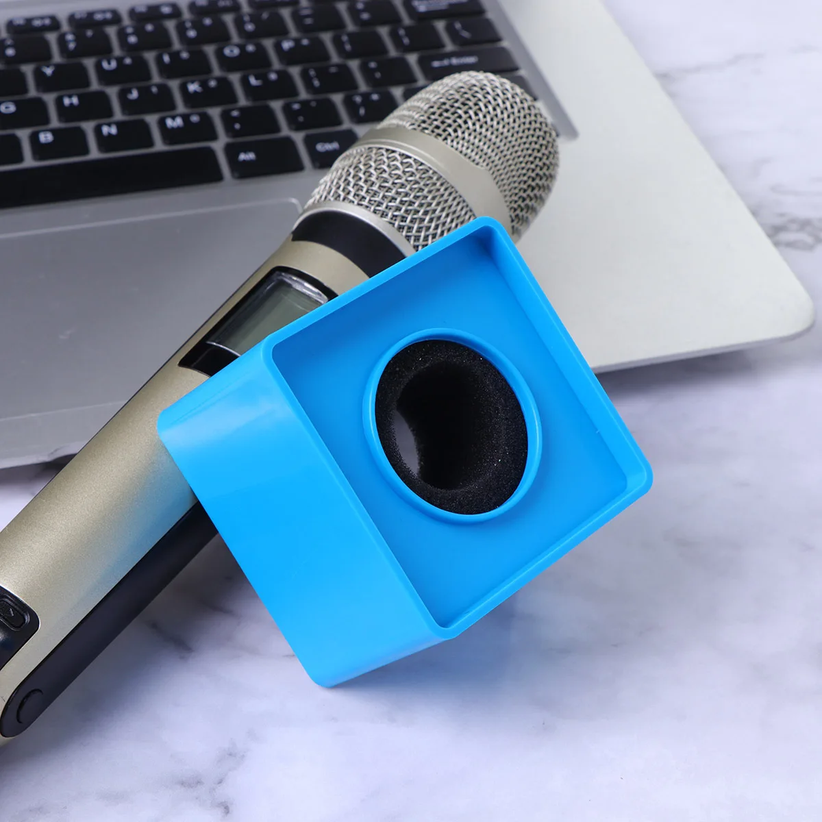 

Mic Logo Stand Square Design Strong ABS Construction Large Surface Print Area Suitable for Professional Reporter Interview