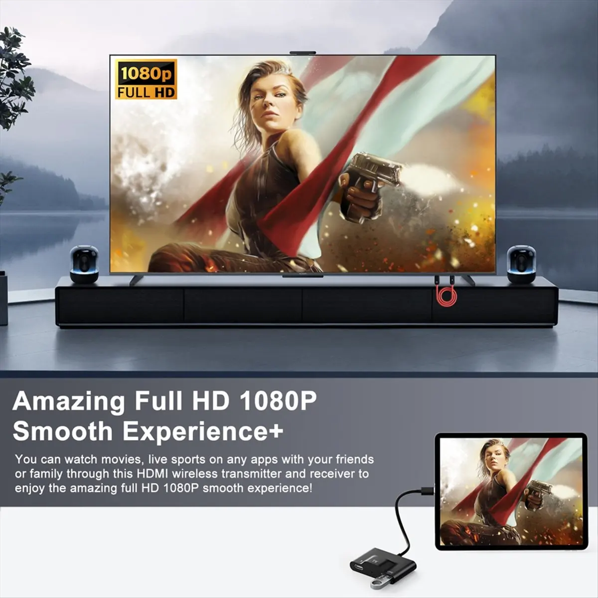 

Беспроводной HDMI-совместимый передатчик и приемник T28C, передача видео/аудио на телевизор/проектор/монитор для смартфона, белый цвет