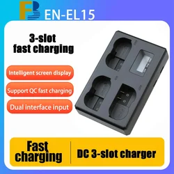 Fb EN-EL15 El15c Battery 3 Slot Charger For Nikon Camera D750 D800e Z5 D780 D7200 D800 D500 D610 Z7ii 6ii 6ii D850 D7100 D7500 D